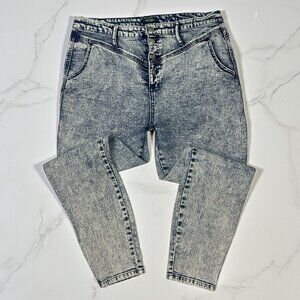 Wild Fable Skinny Jeans Size 16 Acid Wash High Rise Waist Drop Yoke Button Fly